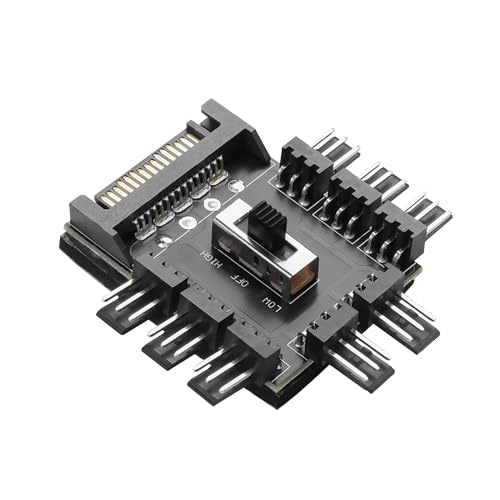 YACSEJAO 3-Pin-Gehäuselüfter Hub, 12V SATA 1 bis 8 Multi Way Computer Kühlung Lüfter Splitter Controller Hub für PC Desktop Computer Motherboard YACSEJAO 3-Pin-Gehäuselüfter Hub, 12V SATA 1 bis 8 Multi Way Computer Kühlung Lüfter Splitter Controller Hub für PC Desktop Computer Motherboard von YACSEJAO
