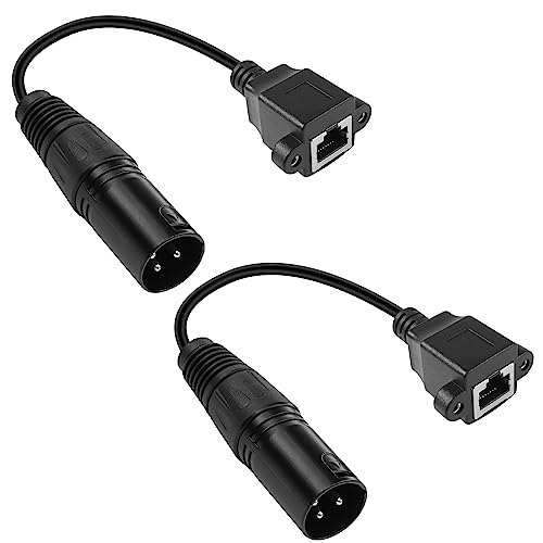 YACSEJAO 3 Pin XLR auf RJ45 Adapter 2PCS RJ45 auf XLR DMX Kabel 15CM XLR 3pin auf RJ45 Adapterkabel für Bühne und Tonstudio von YACSEJAO