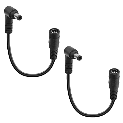 YACSEJAO 90 Degree DC Extension Cable 2Pack 12V CCTV DC5.5x2.1mm Right Angle Male to Female Adapter Extension Cord for Surveillance Camera von YACSEJAO
