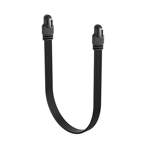 YACSEJAO 90 Grad USB C auf USB C Kabel Rechtwinkliges USB C 2,0 Flachdatenkabel, 15cm/0,5ft Typ-C Stecker auf Stecker, kurzes Ladekabel für Telefone, Laptop, Autoladegeräte (Side to Side Angle) von YACSEJAO