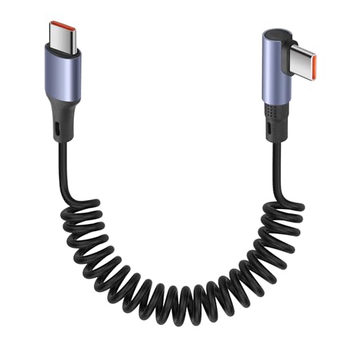 YACSEJAO 90 Grad gewendeltes USB C zu USB C Kabel 65W 1M/3.2FT Einziehbares USB Typ C Kabel für Auto, unterstützt 6A schnelles Laden und Datenübertragung (Gerade) von YACSEJAO