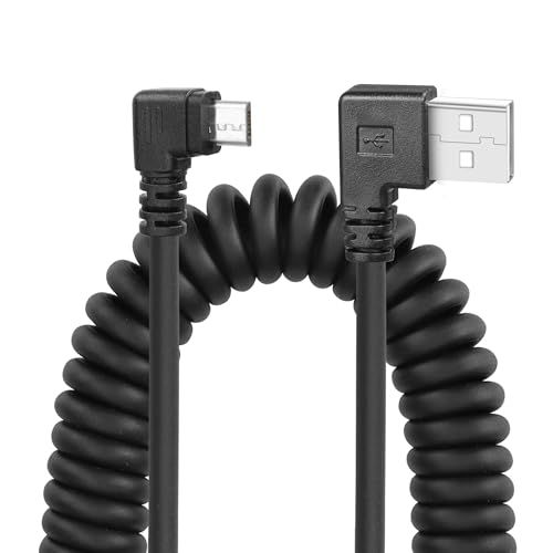 YACSEJAO 90 Grad gewickeltes Micro-USB-Kabel, USB 2.0 zu Micro-USB-Sync-Lade- und Datenübertragungs-Federkabel für Smartphone-Tablet-Wand-Autoladegerät (Zweimal rechts) von YACSEJAO