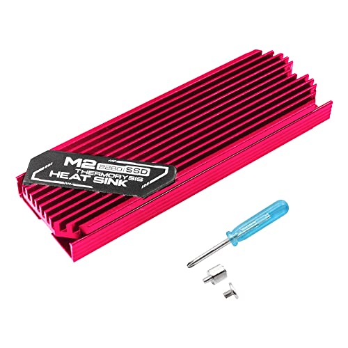 M.2 SSD-Kühlkörper 2280 YACSEJAO Doppelseitiger M.2-Kühlkörper Kühlkörper mit Thermo-Silikon-Pad für NVMe Computer PC PCIE M.2 SATA-SSD (Rot) von YACSEJAO