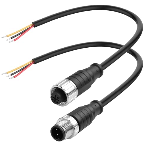 YACSEJAO M12 Stecker Luftfahrt Sensor Kabel 25CM/0.8FT M12 1 Stecker+1 Buchse Verdrahtungskabel IP67 im Freien wasserdichter industrieller Kreisverbinder (3 Stecknadel) von YACSEJAO
