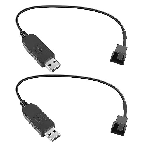 YACSEJAO PWM 12V USB Lüfter Step-Up Anschlusskabel 2Pack Full Speed 12V Step-Up USB auf 3Pin/4Pin PC Lüfter Sleeved Power Adapter Kabel von YACSEJAO