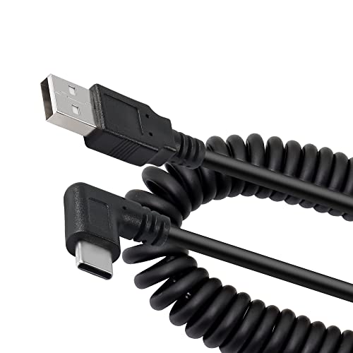 YACSEJAO USB-C-Ladekabel, einziehbar, USB 2.0 auf 90 Grad Typ C rechtwinklig, schnelles Laden und Datensynchronisieren, L-Form, Powerline-Kabel mit den meisten Typ-C-USB-Geräten von YACSEJAO