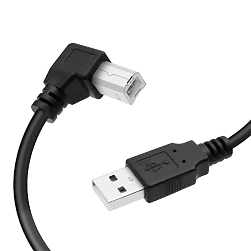 YACSEJAO USB-Druckerkabel, 90 Grad USB 2.0 A Stecker auf B Stecker, USB-B-Kabel, mit 480 Mbit/s Hochgeschwindigkeitsdruck, Schwarz (Right), 1.5M von YACSEJAO