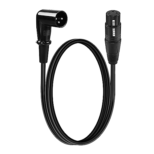 YACSEJAO XLR Mikrofon Rechtwinkliges Kabel 3FT XLR Stecker zu Buchse XLR 3Pin Mikrofonanschluss für Aktivlautsprecher, Audio Interface oder Mixer (90 Grad XLR Stecker) von YACSEJAO