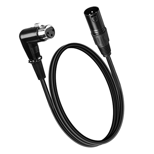 YACSEJAO XLR Mikrofon Rechtwinkliges Kabel 3FT XLR Stecker zu Buchse XLR 3Pin Mikrofonanschluss für Aktivlautsprecher, Audio Interface oder Mixer (90 Grad XLR weiblich) von YACSEJAO