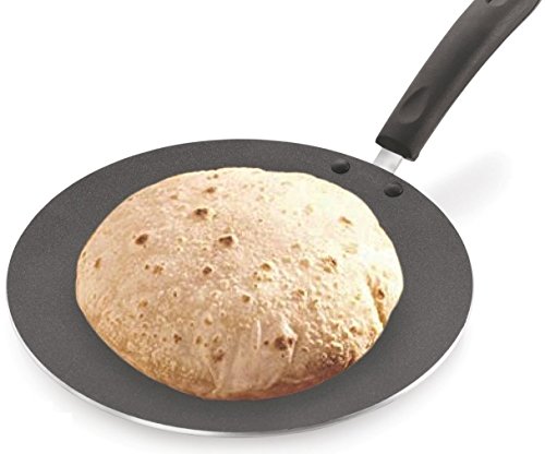 Antihaft-CHAPATI TAWA/ROTI TAWA/PARATHA TAWA, Aluminium 2,6 mm mit freiem Holzspatel und Wäscher (285MM) von YADNESH