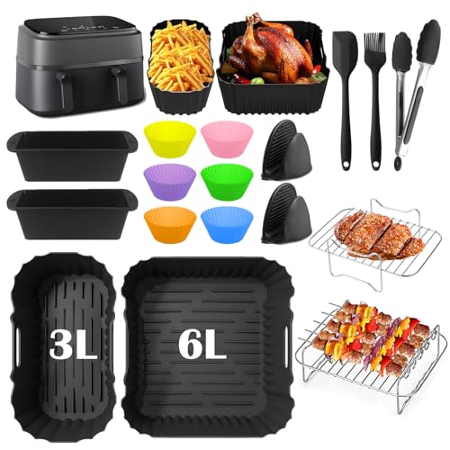 YADOBIG Airfryer Zubehör für Philips Airfryer Dual Basket 3000 Series 6L/3L NA350 Heißluftfritteuse Zubehör Einschließlich Grillrost, Silikonform, Küchenzange, Muffinform Silikon usw YADOBIG Airfryer Zubehör für Philips Airfryer Dual Basket 3000 Series 6L/3L NA350 Heißluftfritteuse Zubehör Einschließlich Grillrost, Silikonform, Küchenzange, Muffinform Silikon usw von YADOBIG
