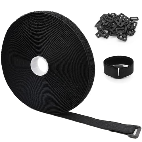 YADOBIG 10mx2cm Klettband, Kabelbinder Klettverschluss mit 50 Schnalle, Klett Kabelbinder Freie Schnittlänge, Klettkabelbinder, Kabel Klettband für Gartena Oficina Kabel Management YADOBIG 10mx2cm Klettband, Kabelbinder Klettverschluss mit 50 Schnalle, Klett Kabelbinder Freie Schnittlänge, Klettkabelbinder, Kabel Klettband für Gartena Oficina Kabel Management von YADOBIG