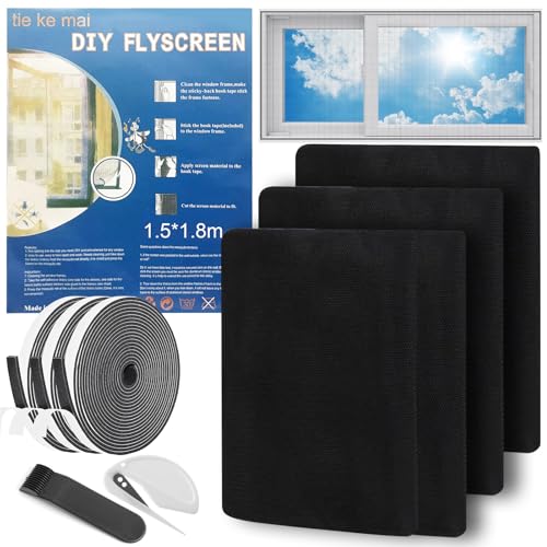 YADOBIG 3 Stück Fliegengitter Fenster 150 x 180 cm, Insektenschutz Fenster mit Klettband, Moskitonetz Fenster Ohne Bohren, Fliegennetz Fenster YADOBIG 3 Stück Fliegengitter Fenster 150 x 180 cm, Insektenschutz Fenster mit Klettband, Moskitonetz Fenster Ohne Bohren, Fliegennetz Fenster von YADOBIG