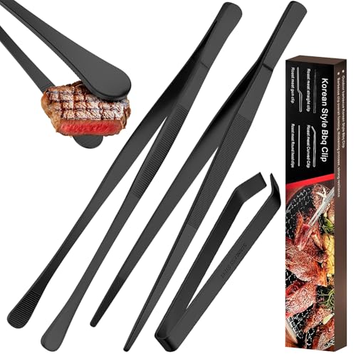 YADOBIG 3 Stück Kochpinzette Edelstahl, Küchenpinzette in 30cm*2 & 12cm, Grillpinzette für Kochen, Pinzette Küche zum Grillen, Beschichten und Servieren, Schwarz YADOBIG 3 Stück Kochpinzette Edelstahl, Küchenpinzette in 30cm*2 & 12cm, Grillpinzette für Kochen, Pinzette Küche zum Grillen, Beschichten und Servieren, Schwarz von YADOBIG