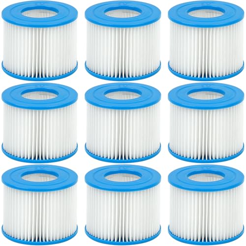 9 Stück Whirlpool Filter VI, Kompatibel mit Bestway, Lay-Z Spa, Intex, Coleman SaluSpa 90352E, Geeignet für alle Schwimmbäder, Aufblasbare Whirlpools, Spas mit Typ VI Filter, Waschbar VI Poolfilter von YADOBIG