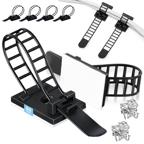 50 Stück Kabelclips, Kabelschellen Selbstklebende mit Kabelbinder, plus 50 Schrauben Doppelte Fixierung, Wiederverwendbar, Kabelhalter Kabelklemmen für Schreibtische Wände Schränke 50 Stück Kabelclips, Kabelschellen Selbstklebende mit Kabelbinder, plus 50 Schrauben Doppelte Fixierung, Wiederverwendbar, Kabelhalter Kabelklemmen für Schreibtische Wände Schränke von YAEGIMHT