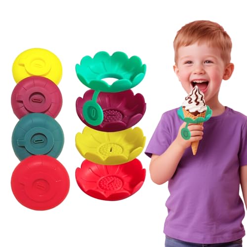 8 Stück 4 Farben Eishalterung Kinder, Eis Auffangbehälter Kinder—Eis Tropfschutz, Wiederverwendbar, Silikon, Tropffreie Eis am Stiel Halter für Verschiedene Arten von Eisund Popsicles von YAEGIMHT