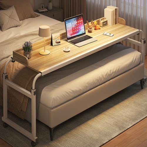 Mobiler Laptop-Stehtisch über dem Bett, King-Size-Bett, Schreibtisch über dem Bett, Tisch mit Rollen, rollender Schreibtisch über dem Bett, verstellbare Höhe und Länge, funktioniert als Bartisch, Esst von YAERLE