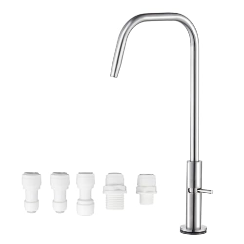 Trinkwasserhahn für Küchenspüle, gefilterte Umkehrosmose RO Wasserhahn 304 Edelstahl gereinigtes Wasser Spender Filtrationssystem Wasserfilter Wasserhahn für Bar Gebürstet Nicht-Luftspalt bleifrei von YAFIYGI