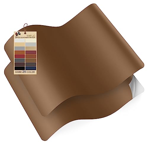 YAFLC 28x21cm Leder Patch Selbstklebend, Kunstleder Selbstklebend Russet Brown, Kunstleder Reparaturset für Couch, Sofa, Autositze Zubehör,Jacken, Handtaschen von YAFLC