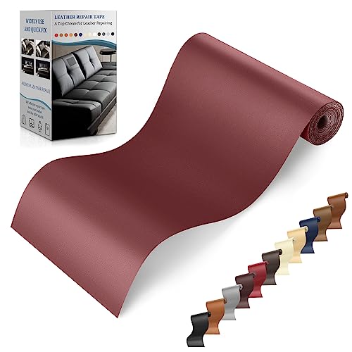 Leder Reparatur Set Jujube rot, 10 x 160cm Kunstleder Selbstklebend, Lederflicken Selbstklebend Leder Patch für Couch, Sofa, Autositze Zubehör,Jacken, Handtaschen von YAFLC