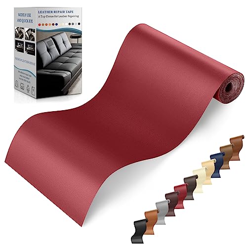 Leder Reparatur Set Rot, 10 x 160cm Kunstleder Selbstklebend, Lederflicken Selbstklebend Leder Patch für Couch, Sofa, Autositze Zubehör,Jacken, Handtaschen von YAFLC