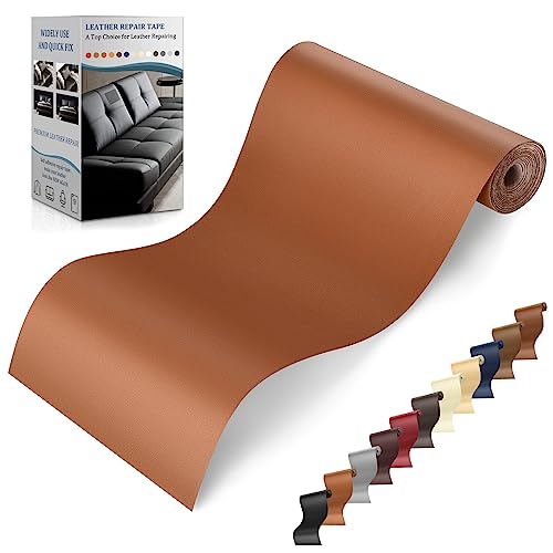 Leder Reparatur Set Rotbraun, 10 x 160cm Kunstleder Selbstklebend, Lederflicken Selbstklebend Leder Patch für Couch, Sofa, Autositze Zubehör,Jacken, Handtaschen von YAFLC