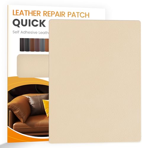 YAFLC kunstleder selbstklebend Beige, 21 x 28cm leder patch selbstklebend, kunstleder reparaturset für couch Autositz Sofa Möbel Leder Reparatur Jacken und Renovierung von YAFLC