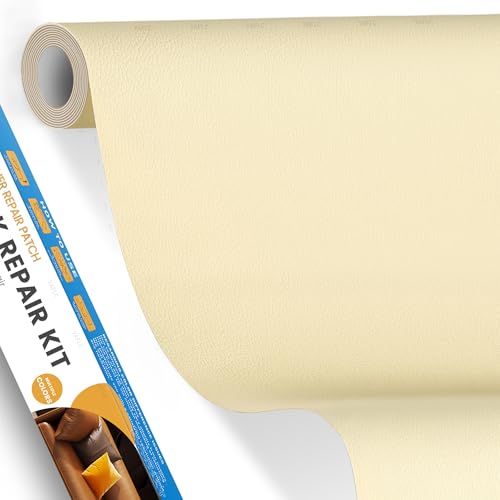 YAFLC kunstleder selbstklebend Beige gelb, 40 x 80cm leder patch selbstklebend, kunstleder reparaturset für couch Sofa Autositz Möbel Leder Reparatur Jacken und Renovierung von YAFLC