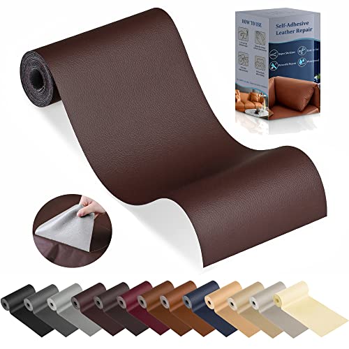 YAFLC kunstleder selbstklebend Braun, 10 x 160cm leder patch selbstklebend, kunstleder reparaturset für couch Autositz Sofa Möbel Leder Reparatur Jacken und Renovierung von YAFLC