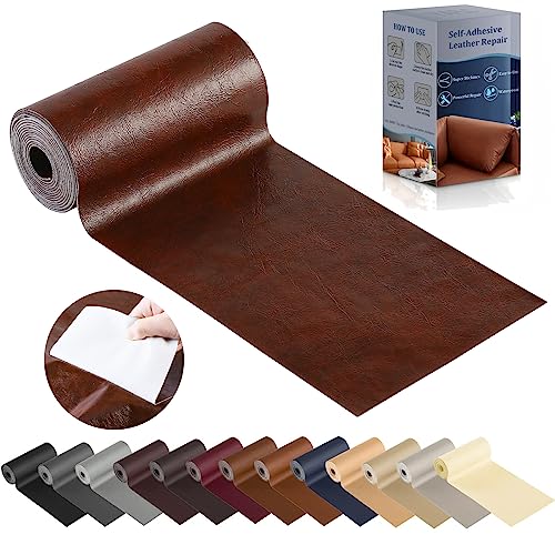 YAFLC kunstleder selbstklebend Braun#1, 10 x 160cm leder patch selbstklebend, kunstleder reparaturset für couch Sofa Autositz Möbel Leder Reparatur Jacken und Renovierung von YAFLC