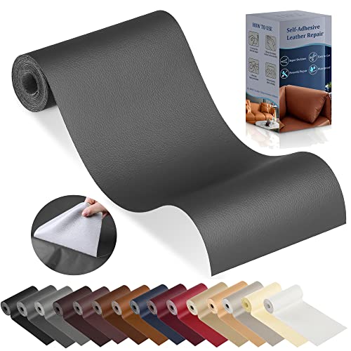 YAFLC kunstleder selbstklebend Dunkegrau, 10 x 160cm leder patch selbstklebend, kunstleder reparaturset für couch Autositz Sofa Möbel Leder Reparatur Jacken und Renovierung von YAFLC