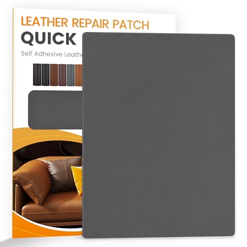 YAFLC kunstleder selbstklebend Dunkegrau, 21 x 28cm leder patch selbstklebend, kunstleder reparaturset für couch Autositz Sofa Möbel Leder Reparatur Jacken und Renovierung von YAFLC