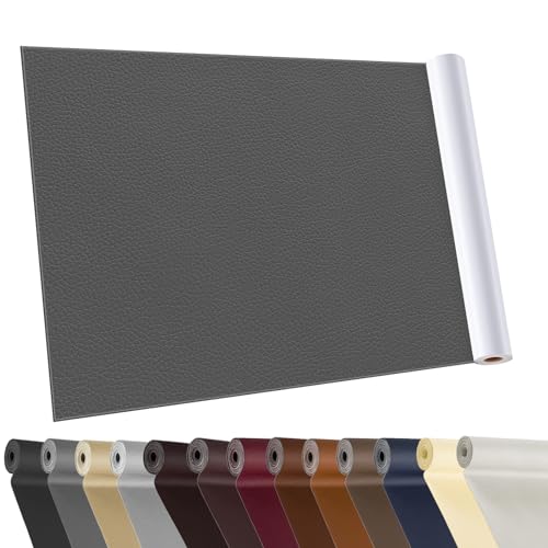 YAFLC kunstleder selbstklebend Dunkegrau, 40 x 160cm leder patch selbstklebend, kunstleder reparaturset für couch Autositz Sofa Möbel Leder Reparatur Jacken und Renovierung von YAFLC