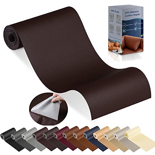 YAFLC kunstleder selbstklebend Dunkelbraun, 10 x 160cm leder patch selbstklebend, kunstleder reparaturset für couch Autositz Sofa Möbel Leder Reparatur Jacken und Renovierung von YAFLC