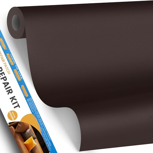 YAFLC kunstleder selbstklebend Dunkelbraun, 40 x 80cm leder patch selbstklebend, kunstleder reparaturset für couch Sofa Autositz Möbel Leder Reparatur Jacken und Renovierung von YAFLC