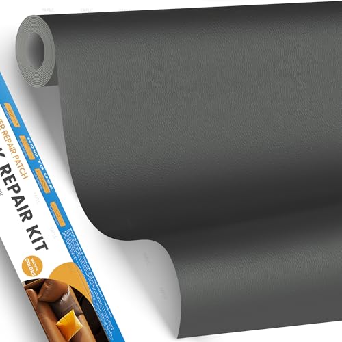 YAFLC kunstleder selbstklebend Dunkelgrau, 40 x 80cm leder patch selbstklebend, kunstleder reparaturset für couch Sofa Autositz Möbel Leder Reparatur Jacken und Renovierung von YAFLC