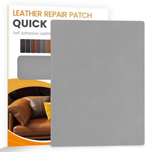 YAFLC kunstleder selbstklebend Grau, 21 x 28cm leder patch selbstklebend, kunstleder reparaturset für couch Autositz Sofa Möbel Leder Reparatur Jacken und Renovierung von YAFLC