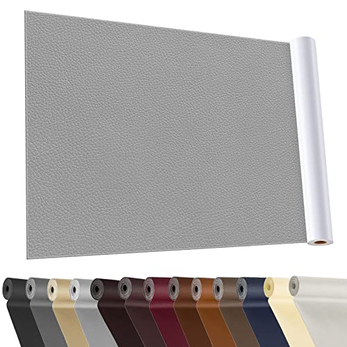 YAFLC Kunstleder selbstklebend Grau, 40 x 160cm Leder Patch selbstklebend, Kunstleder reparaturset für Couch Autositz Sofa Möbel Leder Reparatur Jacken und Renovierung von YAFLC