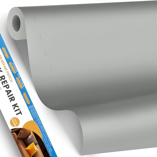 YAFLC kunstleder selbstklebend Grau, 40 x 80cm leder patch selbstklebend, kunstleder reparaturset für couch Sofa Autositz Möbel Leder Reparatur Jacken und Renovierung von YAFLC