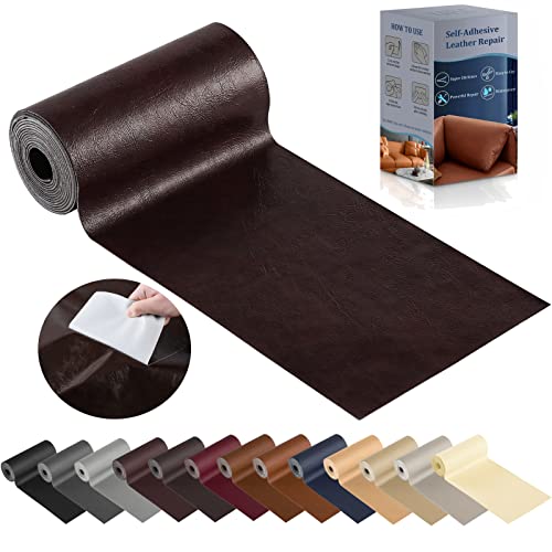 YAFLC kunstleder selbstklebend Helles Dunkelbraun, 10 x 160cm leder patch selbstklebend, kunstleder reparaturset für couch Sofa Autositz Möbel Leder Reparatur Jacken und Renovierung von YAFLC