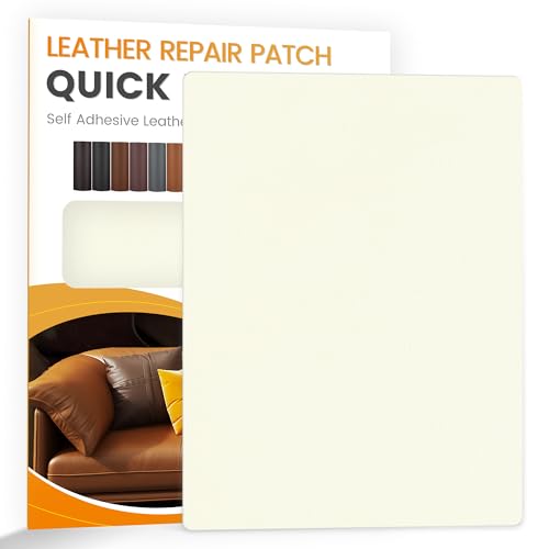YAFLC kunstleder selbstklebend Milchweiß, 21 x 28cm leder patch selbstklebend, kunstleder reparaturset für couch Autositz Sofa Möbel Leder Reparatur Jacken und Renovierung von YAFLC
