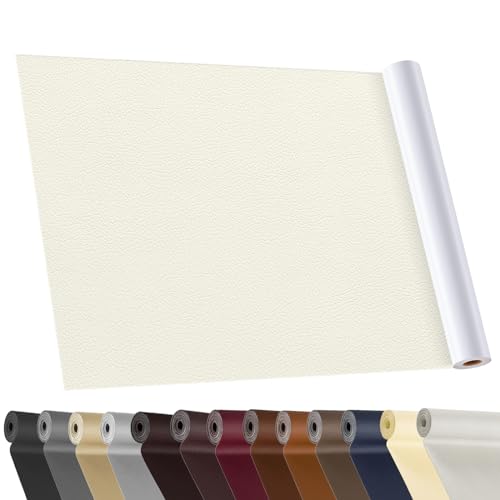 YAFLC kunstleder selbstklebend Milchweiß, 40 x 160cm leder patch selbstklebend, kunstleder reparaturset für couch Autositz Sofa Möbel Leder Reparatur Jacken und Renovierung von YAFLC