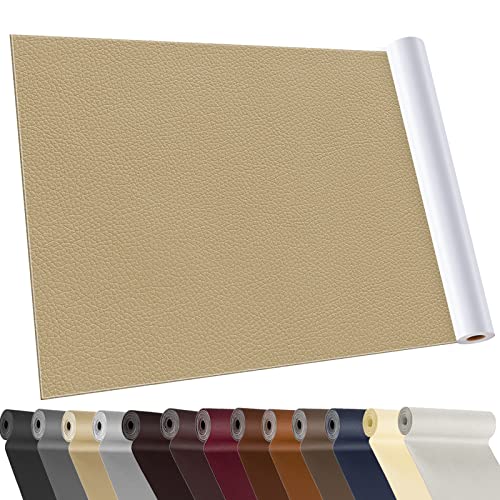 YAFLC kunstleder selbstklebend Mittelbeige, 40 x 160cm leder patch selbstklebend, kunstleder reparaturset für couch Autositz Sofa Möbel Leder Reparatur Jacken und Renovierung von YAFLC