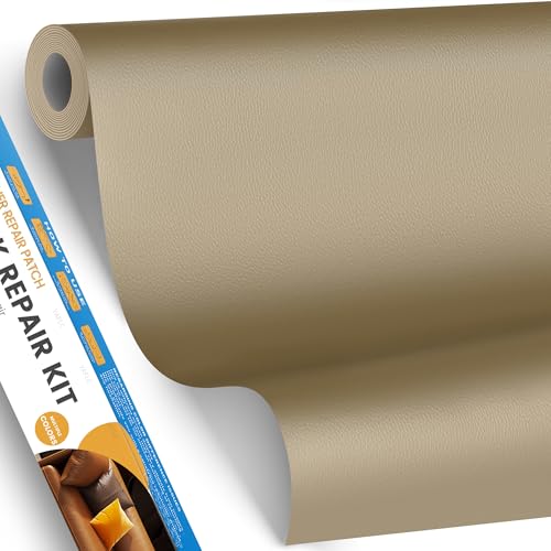 YAFLC kunstleder selbstklebend Mittelbeige, 40 x 80cm leder patch selbstklebend, kunstleder reparaturset für Autositz couch Sofa Möbel Leder Reparatur Jacken und Renovierung von YAFLC