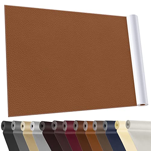 YAFLC kunstleder selbstklebend Mittelbraun, 40 x 160cm leder patch selbstklebend, kunstleder reparaturset für couch Autositz Sofa Möbel Leder Reparatur Jacken und Renovierung von YAFLC