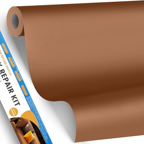 YAFLC kunstleder selbstklebend Mittelbraun, 40 x 80cm leder patch selbstklebend, kunstleder reparaturset für couch Sofa Autositz Möbel Leder Reparatur Jacken und Renovierung von YAFLC