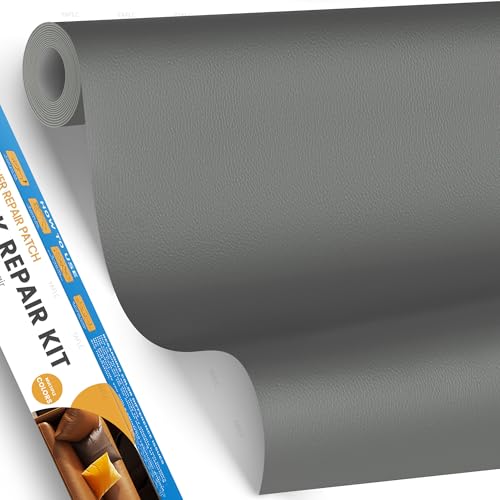 YAFLC kunstleder selbstklebend Mittelgrau, 40 x 80cm leder patch selbstklebend, kunstleder reparaturset für couch Sofa Autositz Möbel Leder Reparatur Jacken und Renovierung von YAFLC