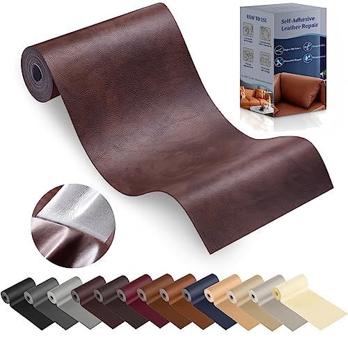 YAFLC kunstleder selbstklebend Retro Reddish Brown, 10 x 160cm leder patch selbstklebend, kunstleder reparaturset für couch Sofa Autositz Möbel Leder Reparatur Jacken und Renovierung von YAFLC