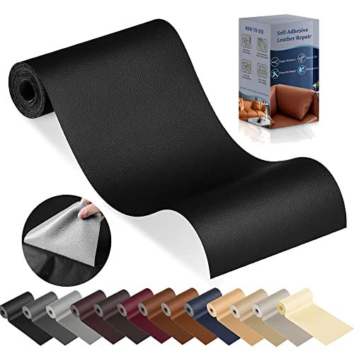 YAFLC kunstleder selbstklebend Schwarz, 10 x 160cm leder patch selbstklebend, kunstleder reparaturset für couch Autositz Sofa Möbel Leder Reparatur Jacken und Renovierung von YAFLC